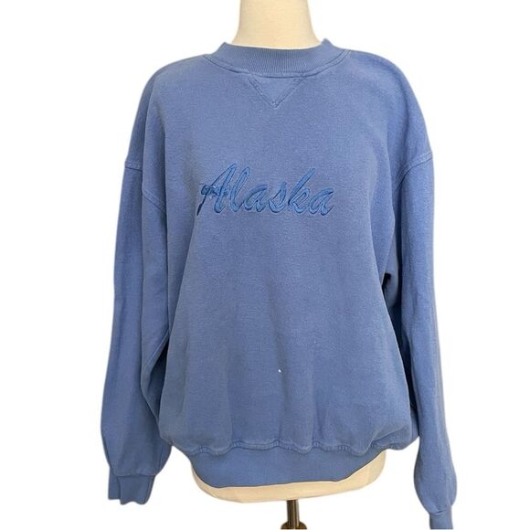Vintage Alaska Embroidered Crewneck Sweatshirt Purple Oversized XL 90s - Picture 1 of 6